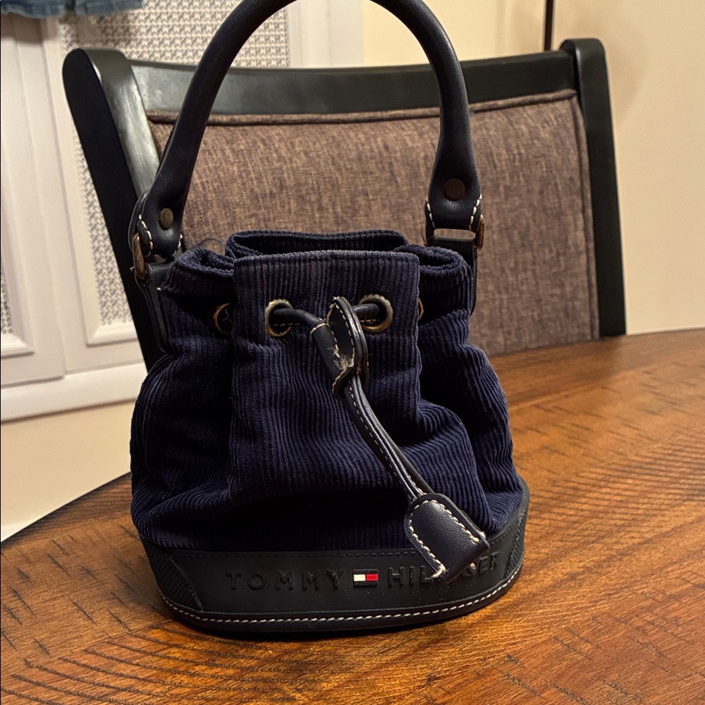 Tommy Hilfiger Dark Blue Corduroy Shoulder Bag